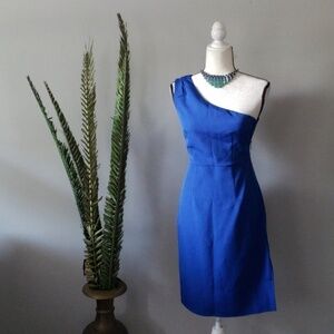 Express royal blue one shoulder side zip dress NWT